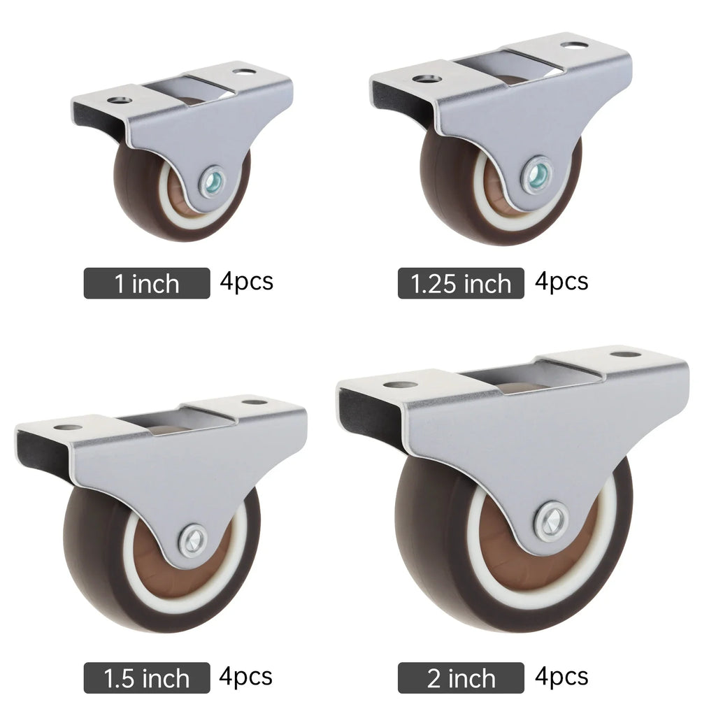 4pcs 1 inch/1.25 inch/1.5 Inch/2 inch Universal Casters Furniture Wheel Caster Silent Trolley Wheels for Sofa Chair Table