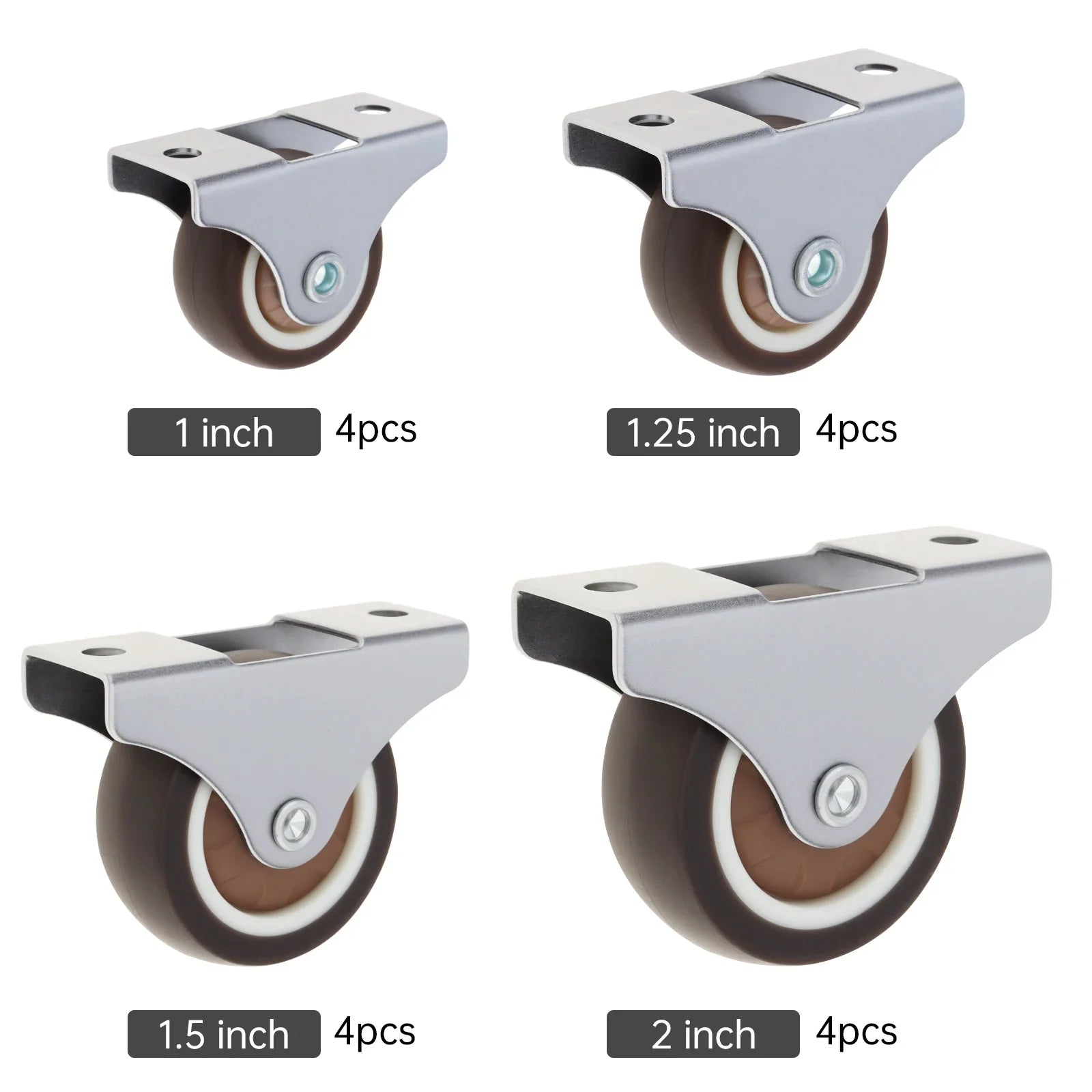 4pcs 1 inch/1.25 inch/1.5 Inch/2 inch Universal Casters Furniture Wheel Caster Silent Trolley Wheels for Sofa Chair Table