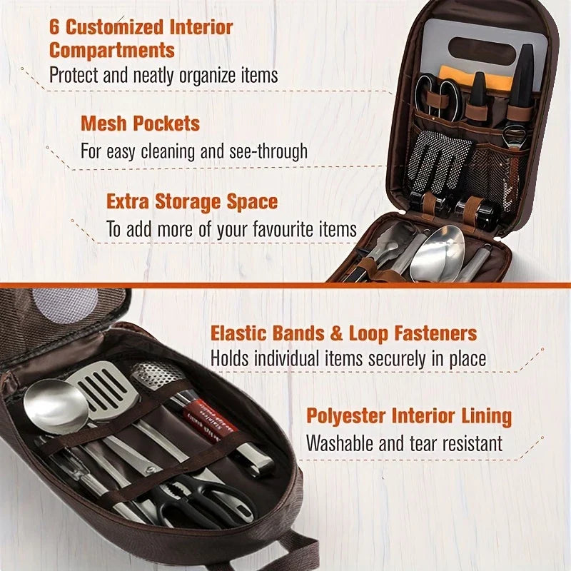 Outdoor Cooking Bag Camping Storage Bag PortableCooking Utensil Organizer Storage Pouch Picnic Bag  Utensil Storage Pouch