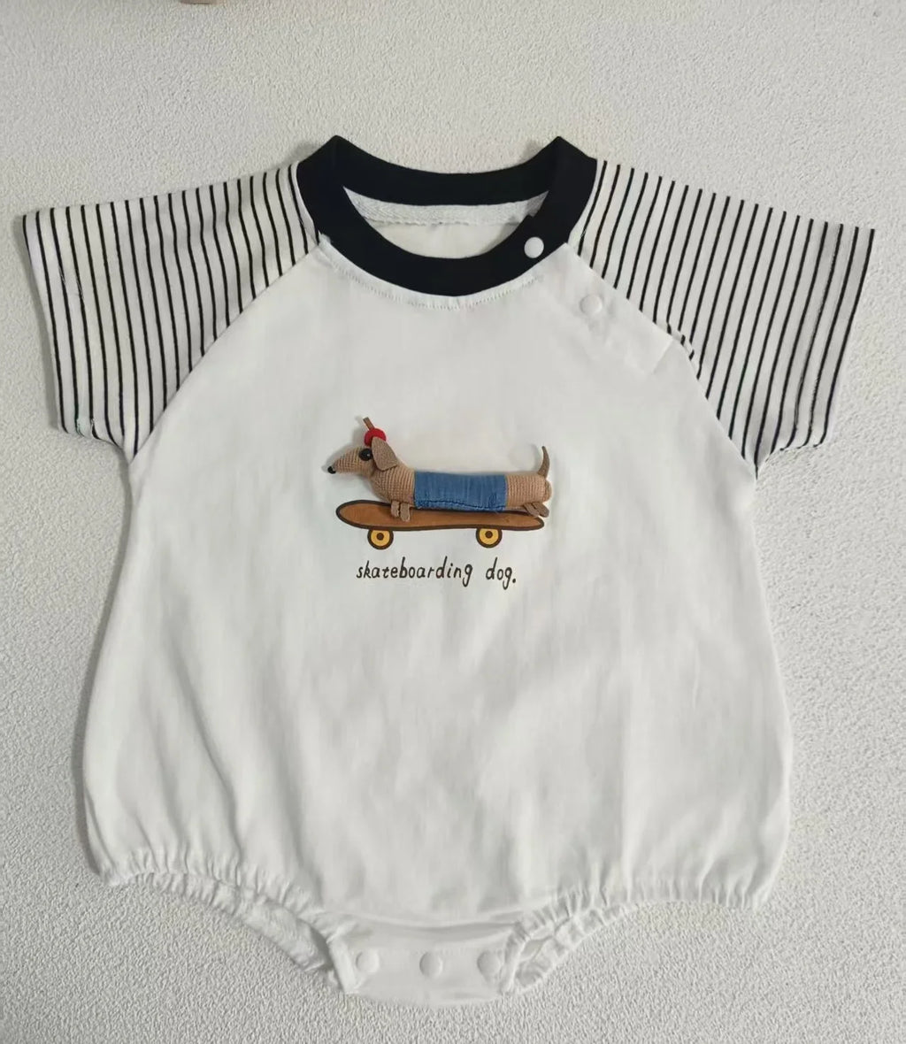 New Summer Newborn Baby Cotton Bodysuit Striped Short Sleeves Onesie 0-2Y Infant Cartoon Baby Boys Girls Jumpsuit