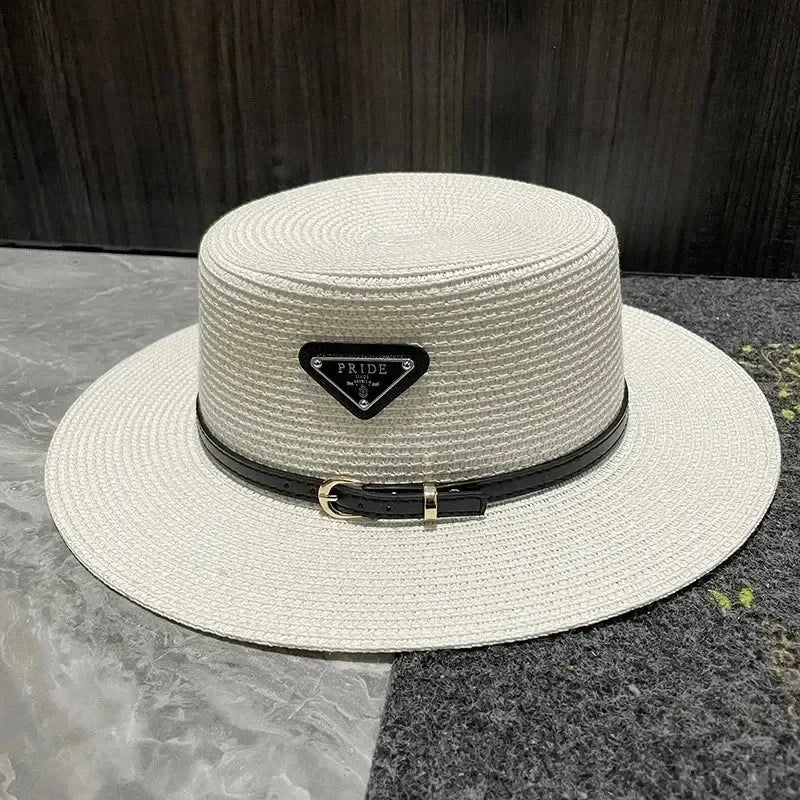 Summer Beach Hat Versatile Top Hats Belt Buckle  Sun Protection Hat Korean Style Straw Hat for Women