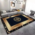 Luxury Golden Black Area Rug Modern Minimalist Home Decor Non Slip Mat for Living Room Bedroom Elegant Classic Design Perfect
