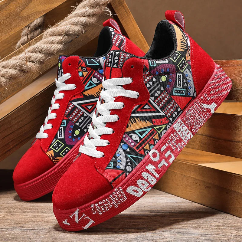 Breathable sports shoes, skateboard shoes, men's heart and music graphic design, couple casual shoes