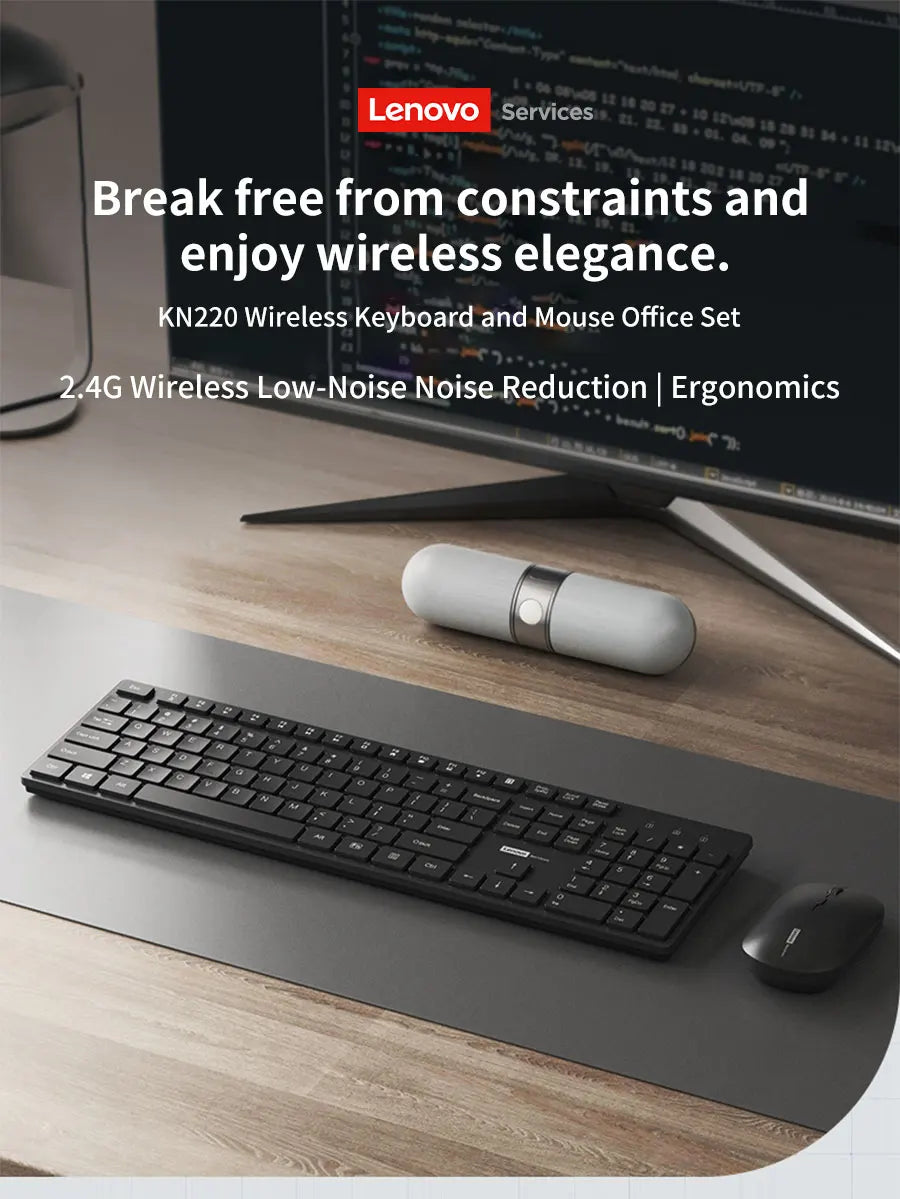 Lenovo Wired Mouse and Keyboard Set Classic Black Office Business Home Use Mouse 104Keys Silent Quiet Keyboard Combo for Laptop