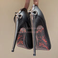 Gold Sword Shaped Pointed Stiletto Sandals Women Metal Decor Patent Leather High Heels Luxury Fashion One Strap Party Prom Shoes