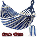 Outdoor Camping Double Canvas Hammock Wooden Curved Stick Anti Tip Swing Hammock Portable Garden Leisure Hammock