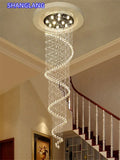 Modern Large K9 Crystal LED Chandeliers for Spiral Living Room Staircase Lamp Showcase Bedroom Kitchen Pendant Light Fixture