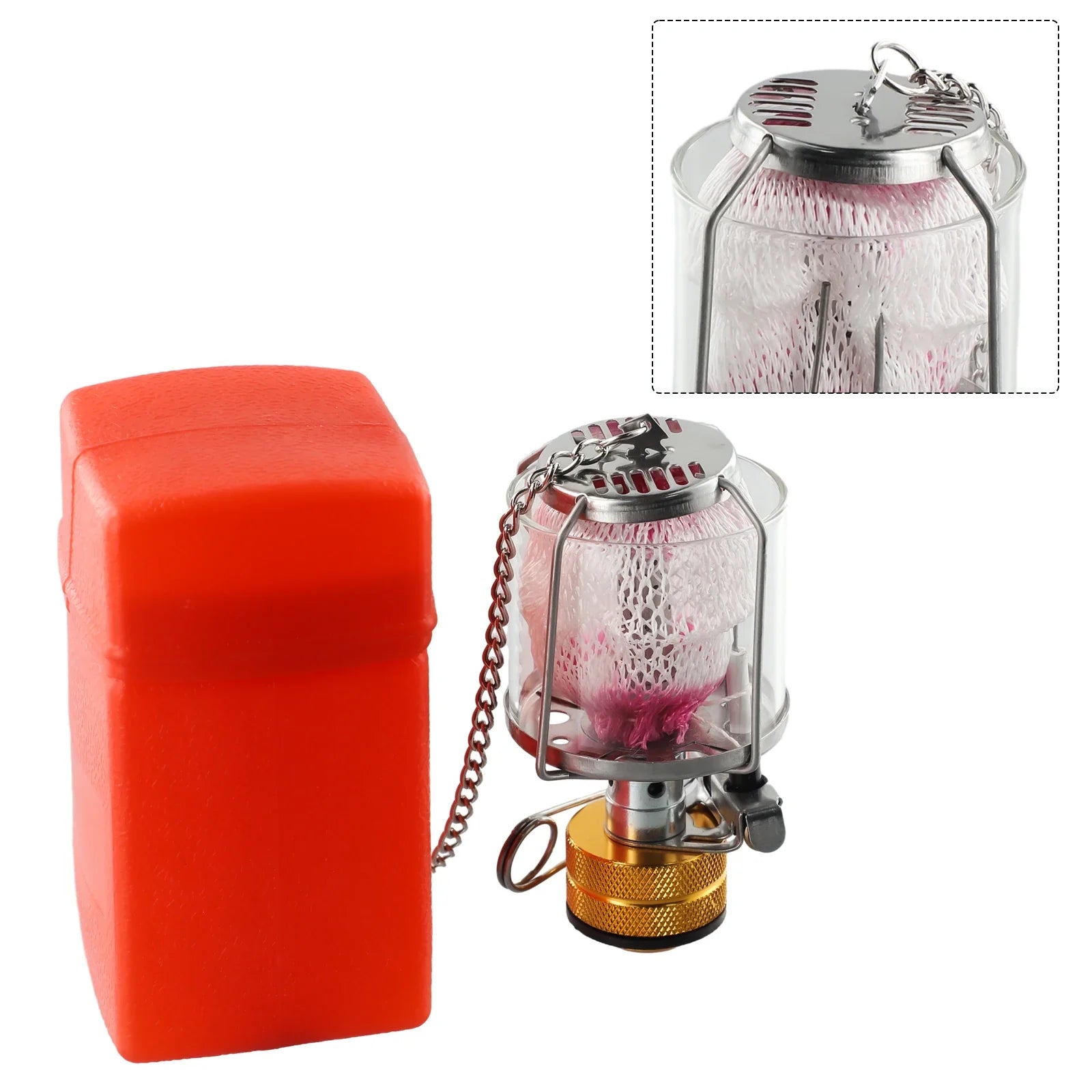 1 Set Gas Lamp Outdoor Camping Lantern Tent Lamp Hanging Glass Lamp