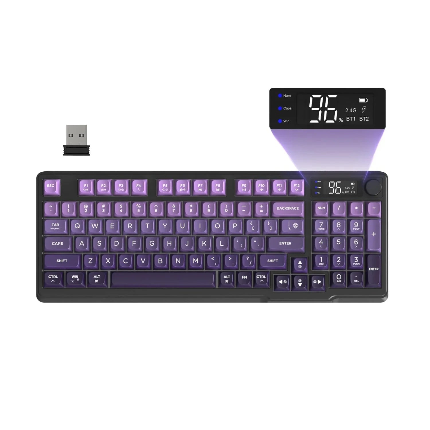 M96 Wireless Keyboard and Mouse Set, Bluetooth&2.4G, Smart Screen, 96 Keys, RGB, Silent Keyboard Mouse Combo