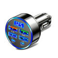 6-in-1 Fast Charging Car Adapter 3.1A Dual Type-C Digital Display Smartphones Tablets Power Banks Black Portable Charger