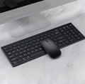 Keyboard and Mouse Set Wireless 2.4GHz Ultra-Slim Business-Style USB For Office Use Rechargeable and Waterproof PC Laptops