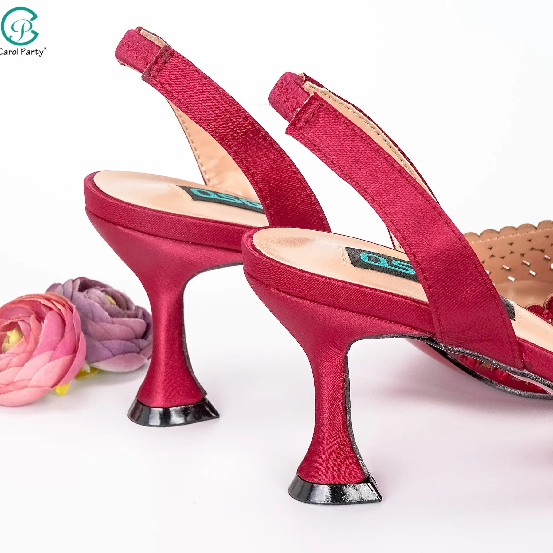New Wine Red High Heels Shoes And Bag Dotted Crystal Wedding Party Spring, Summer, and Autumn Fashion Women's Noble Sandals