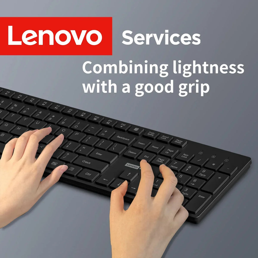 Lenovo Wired Mouse and Keyboard Set Classic Black Office Business Home Use Mouse 104Keys Silent Quiet Keyboard Combo for Laptop