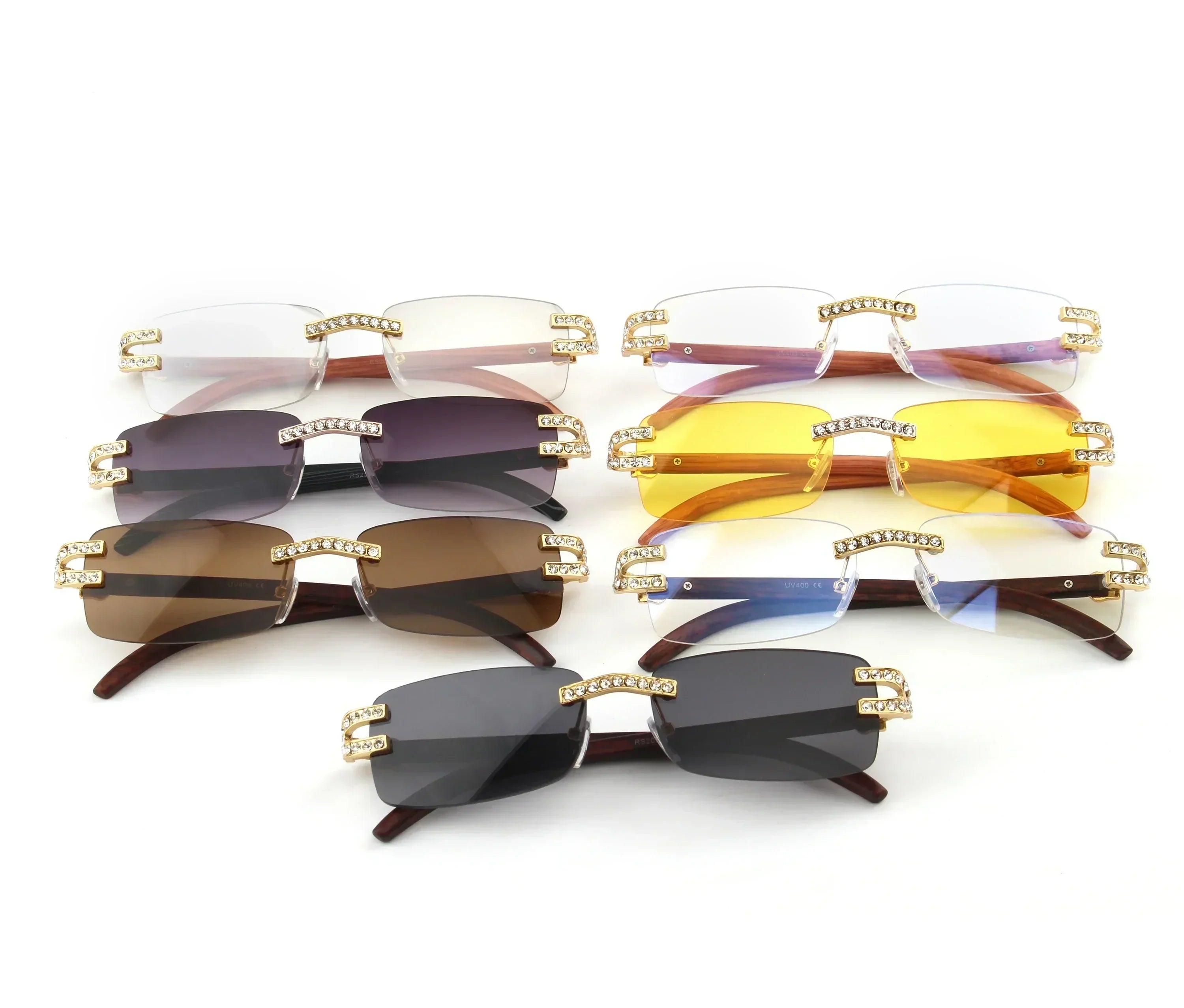 Kenbo Small Rectangle Rimless Sunglasses Men 2024 Luxury Brand Frameless Sun Glasses For Women Vintage Square UV400 Eyewear
