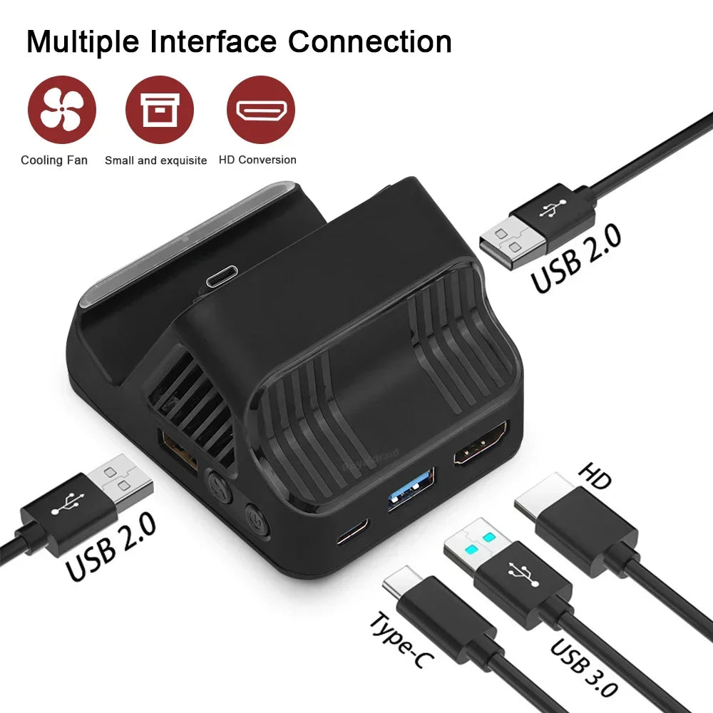 2026 NEW For Switch OLED Console For NS Switch Portable Multifunction TV Projector Charging Dock With Cooling Fan USB 3.0 Port