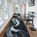 VIKAMA Black Gold Marble Vein Runner Rug Non Slip Washable Long Floor Mat for Hallway Entryway Modern Luxury Home Decor