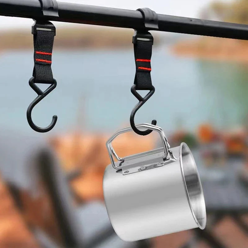 1pc Stainless Steel Folding Handle Cup Portable Carabiner Cup Outdoor