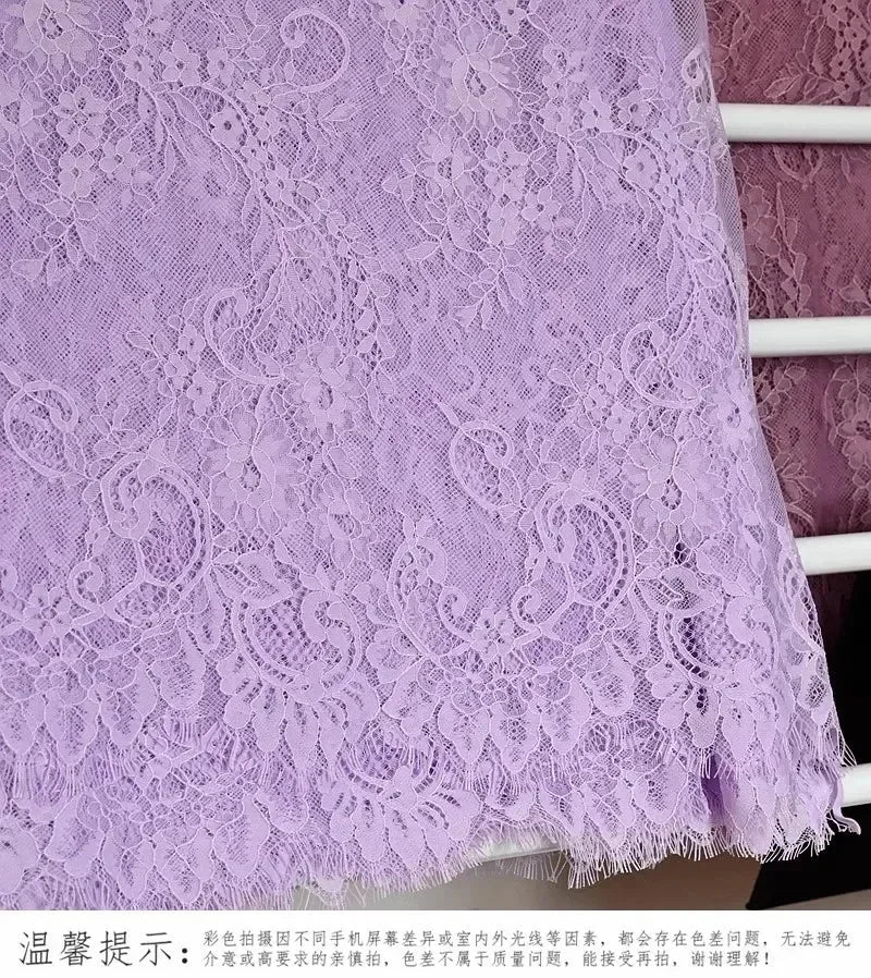 3Meters/lot Off White French Chantilly Lace Fabric , Eyelash Embroidery Lace Craft Bridal Veil Lace Accessory 150cm Width