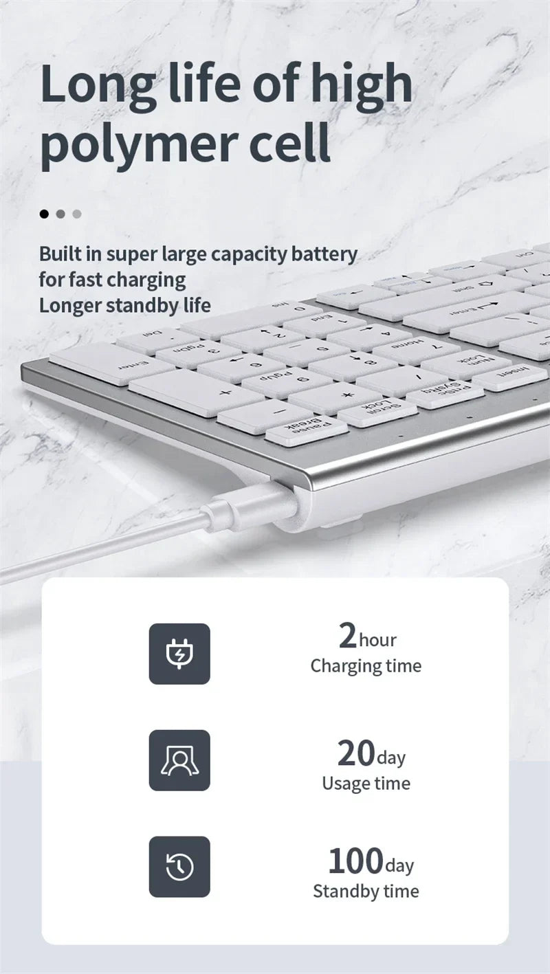 Wireless Keyboard and Mouse Combo Bluetooth 5.0 & 2.4G Rechargeable Multimedia Keyboard Mouse Set for Laptop PC TV iPad Android