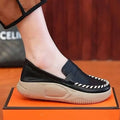Platform Casual Slip-on Loafers for Women  Spring New Soft-soled Women's Shoes Comfortable Work Shoes Sewn Leather Shoes