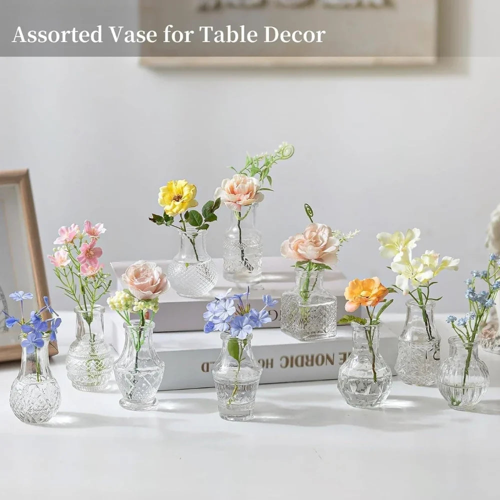 10/20pcs Mini Glass Vase Modern Clear Hydroponic Flower Vase Retro