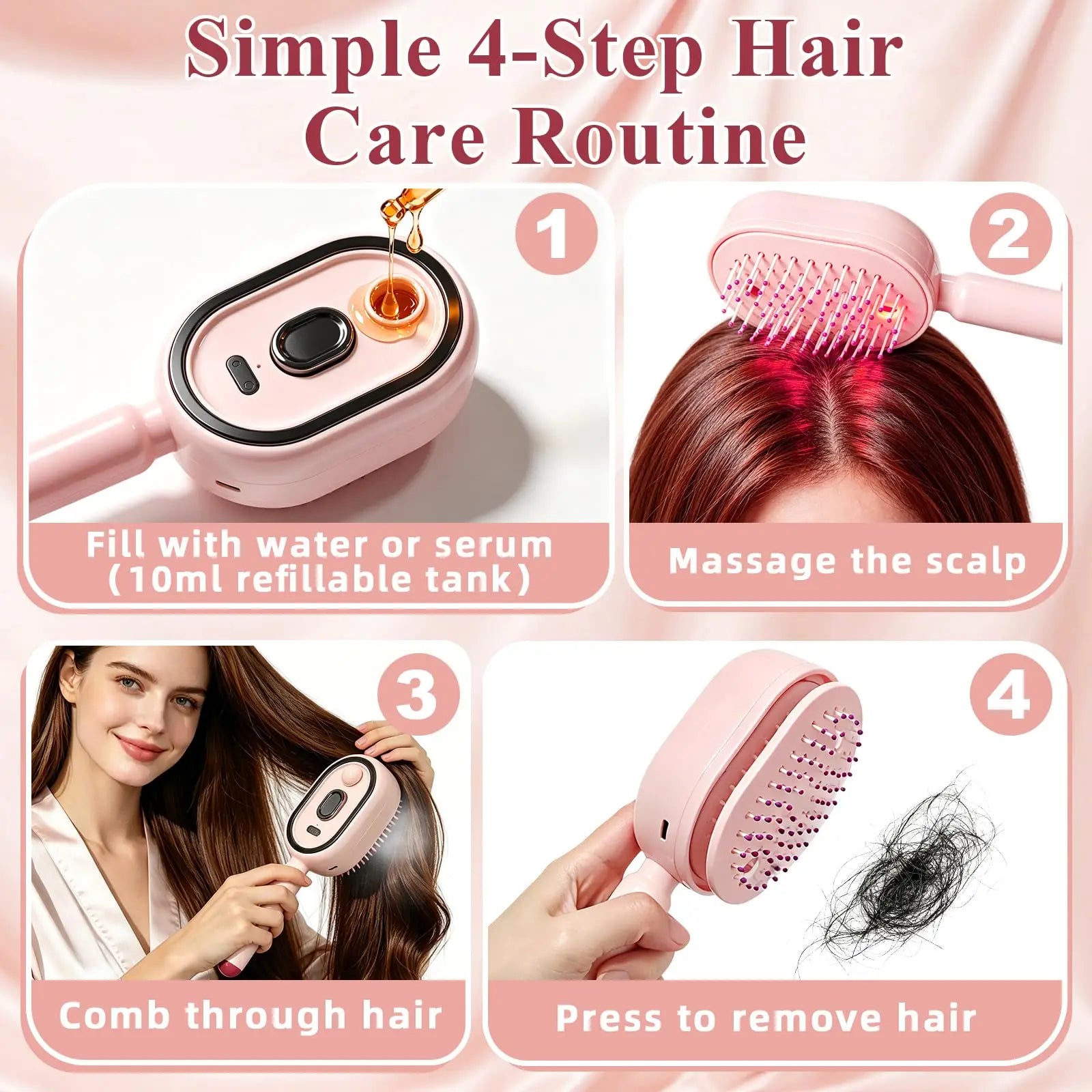 Electric Spray Hair Straightener Comb Electric Steaming Air Cushion Massage Hair Brush Rechargeable Detangling Steam Brush