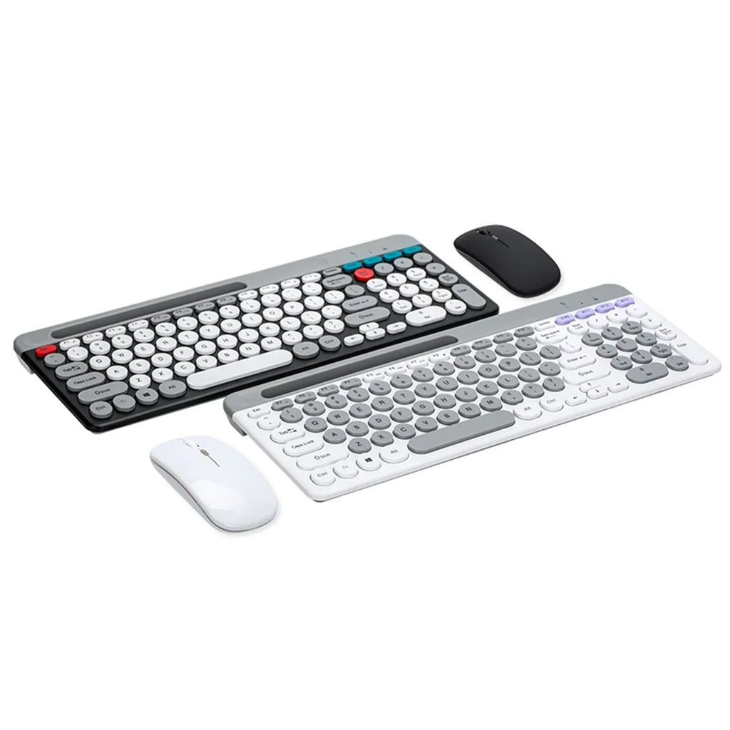 Dual-mode Wireless Keyboard & Mice Combo 2.4G Bluetooth 5.0 Membrane Keyboards BT 3-Channels Rechargeable Key Board Mouse for PC
