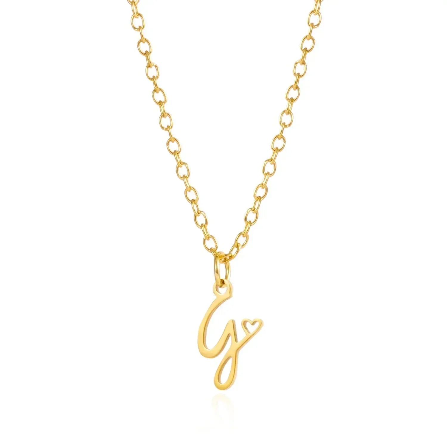 26 Initial Letters Heart Pendant Stainless Steel Necklace for Women Gold Color A-Z Alphabet Choker Chain Birthday Jewelry Gift