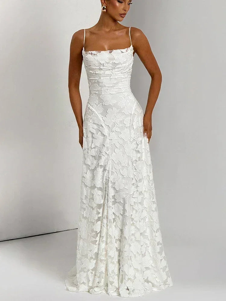 Mozision Spaghetti Strap Backless Sexy Maxi Dress Women Gown Fashion Off-shoulder Sleeveless Lace-up Evening Club Party Dress
