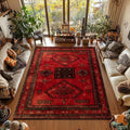 RAKKS Retro Red Persian Carpet / Turkish Area Rug Non-slip Living Room Decor Sofa Rug Bedroom Bedside Rug Kitchen Floor Mat