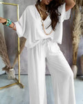 Women V Neck Linen Cotton Tee Loose Blouse Tops Spring Summer Casual T Shirts