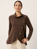 Wool Asymmetric Hem Long Sleeve Top CHARITY