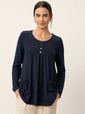 Wool Pleated Front Long Sleeve Top IVA