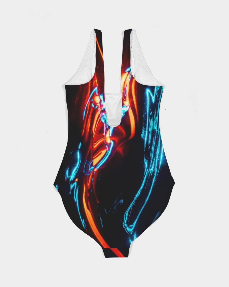 ELECTRICLY BLUE AND RED DESIGN BY FLIPSTYLEZ Women's One-Piece Swimsuit