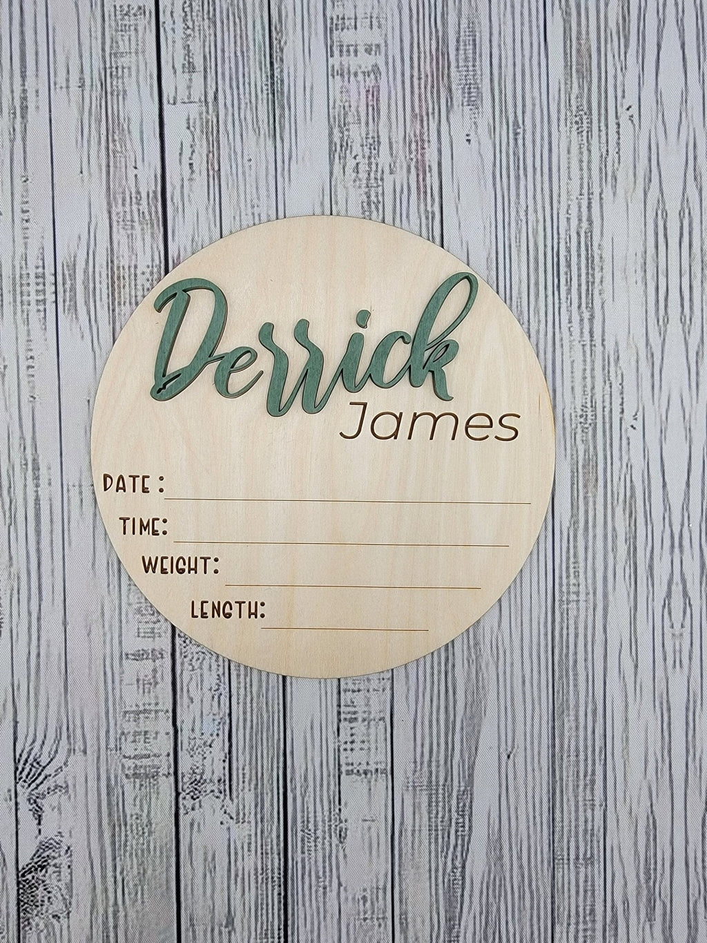 Baby Announcement Sign With Birth Stats and Milestone Discs