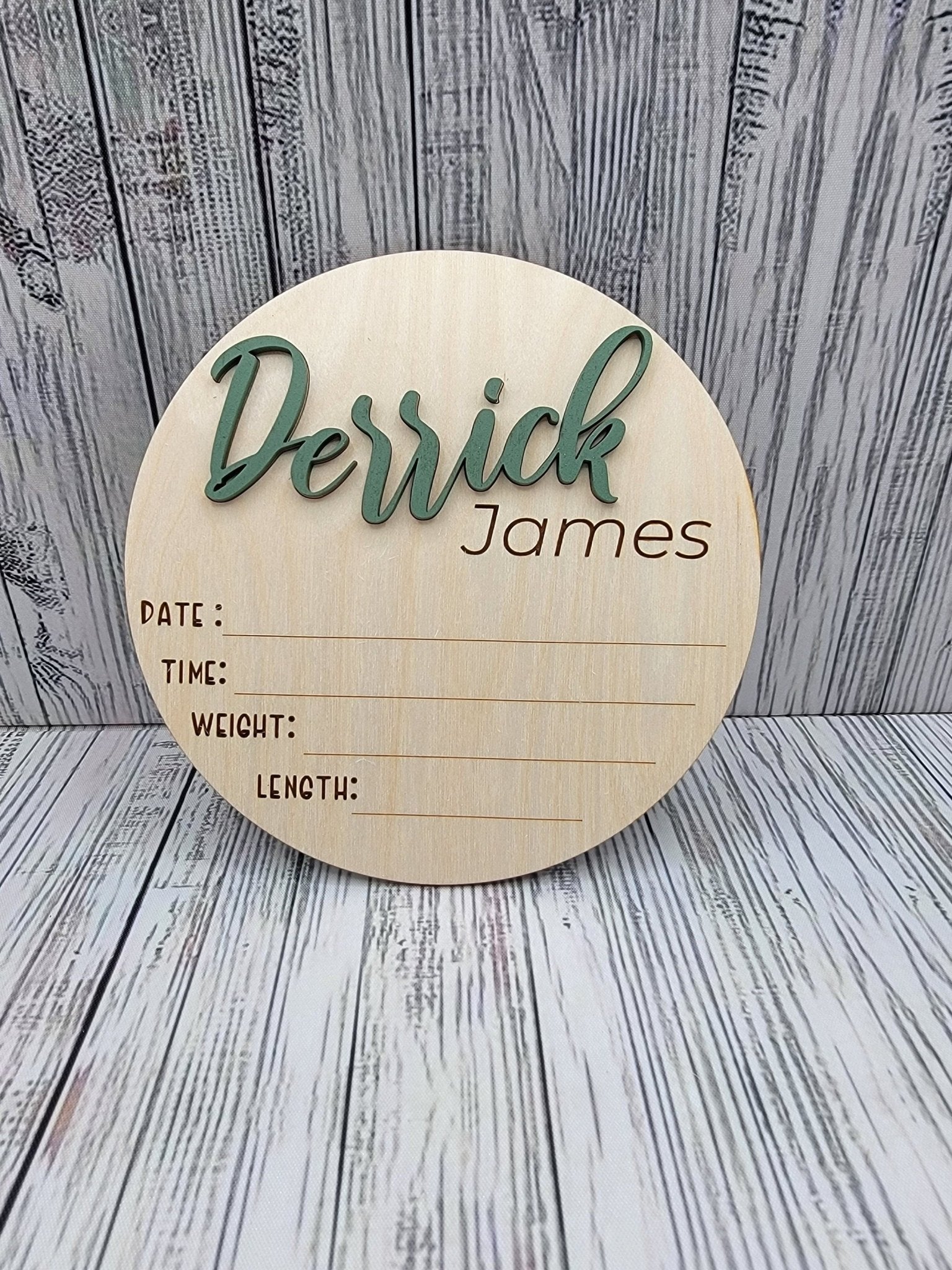 Baby Announcement Sign With Birth Stats and Milestone Discs