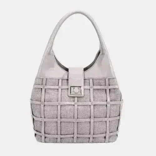 David Jones Rivet Handbag – Edgy PU Leather Medium Tote | Femstylo