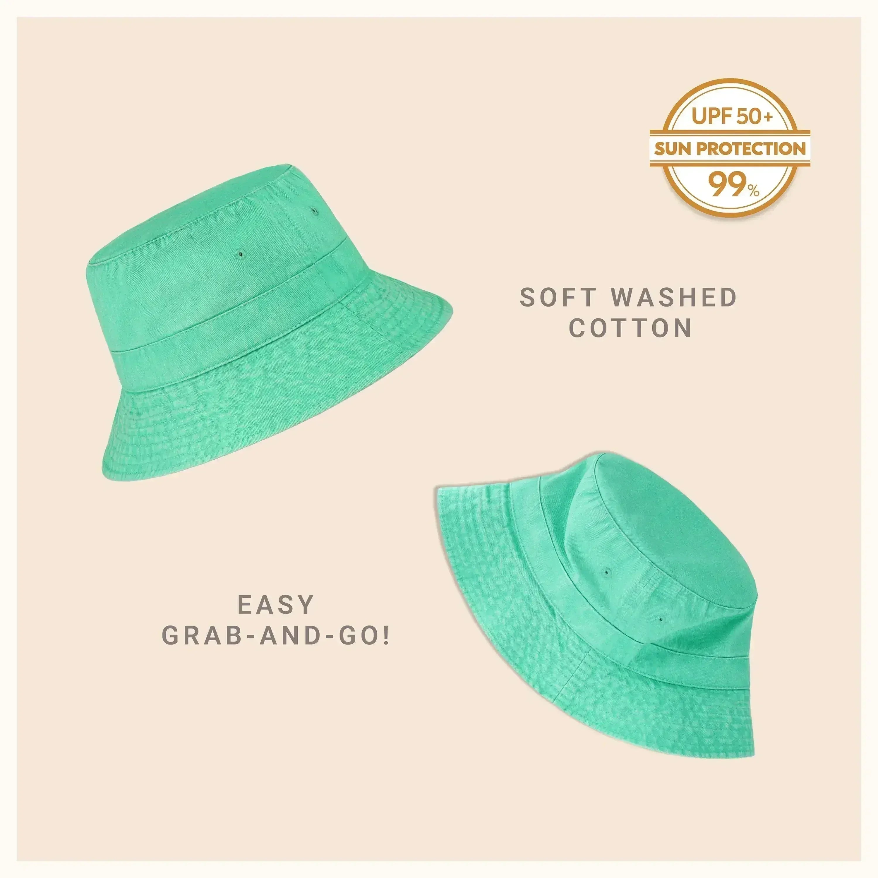 Canvas Bucket Hat - Washed Cotton Moldable Brim - UPF Sun Protection
