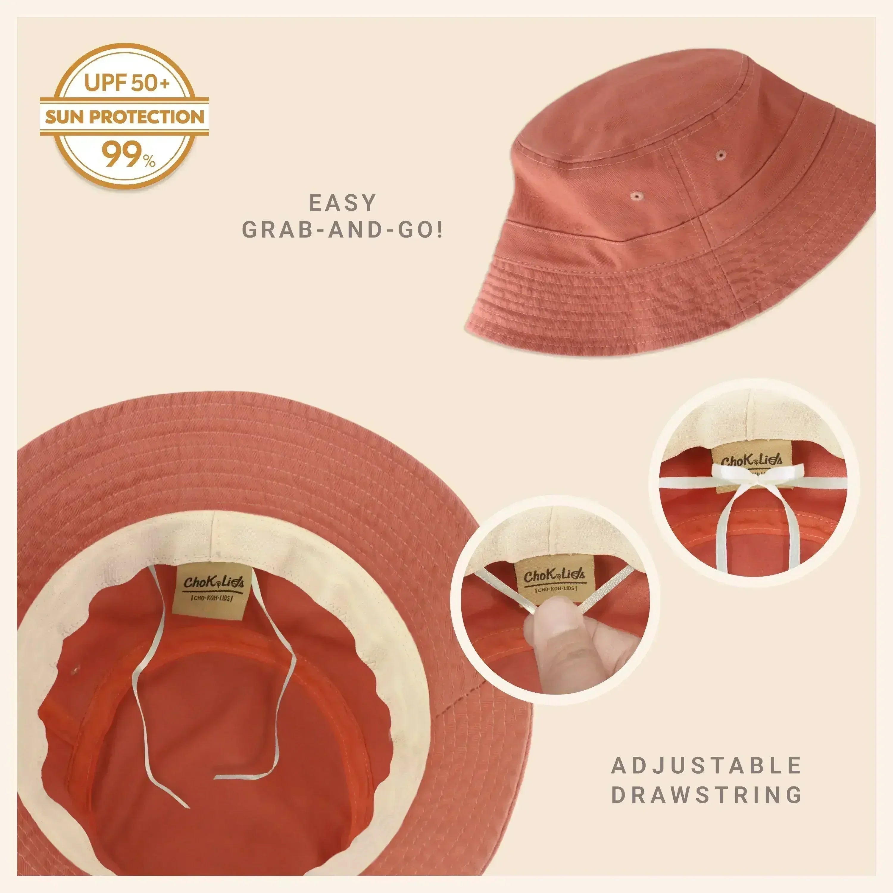 Canvas Bucket Hat - Washed Cotton Moldable Brim - UPF Sun Protection
