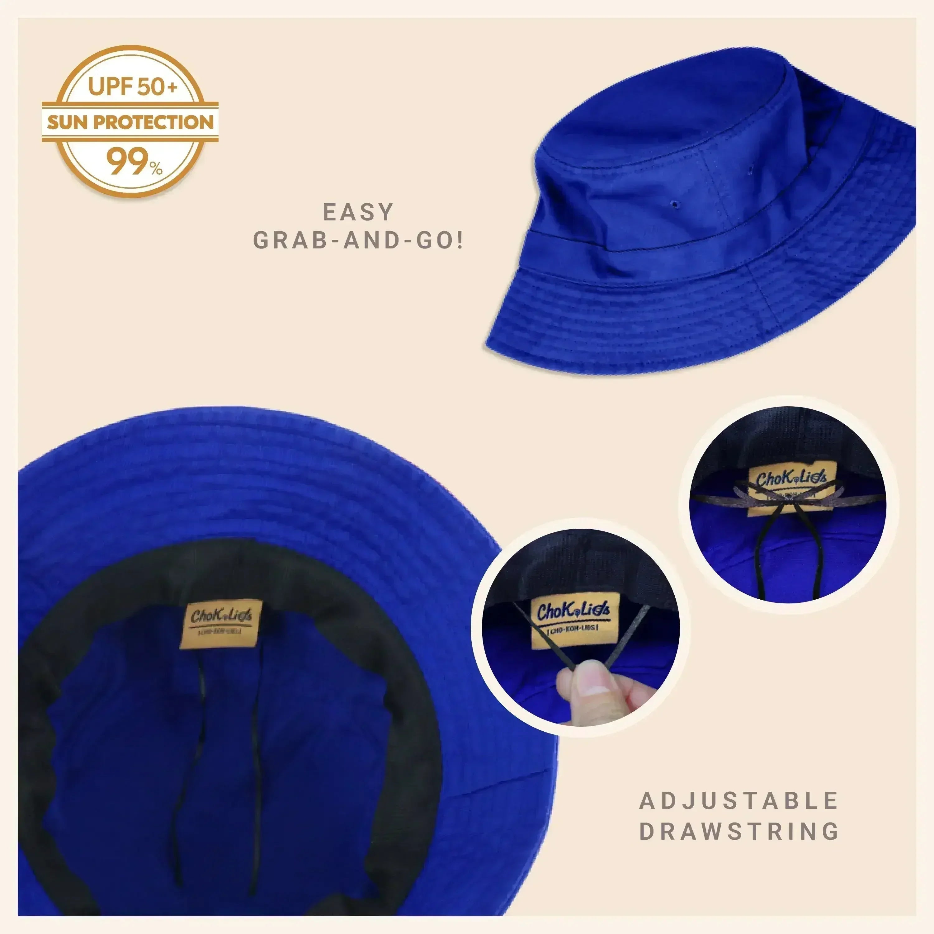 Canvas Bucket Hat - Washed Cotton Moldable Brim - UPF Sun Protection