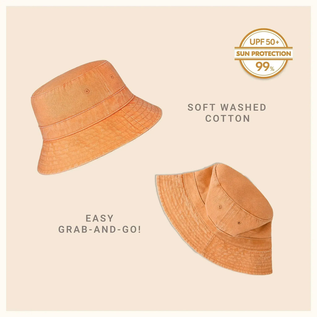 Canvas Bucket Hat - Washed Cotton Moldable Brim - UPF Sun Protection