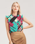 CREATIVE ABSTRACT CREATED BY FLIPSTYLEZ Women's Ruffle Sleeve Top