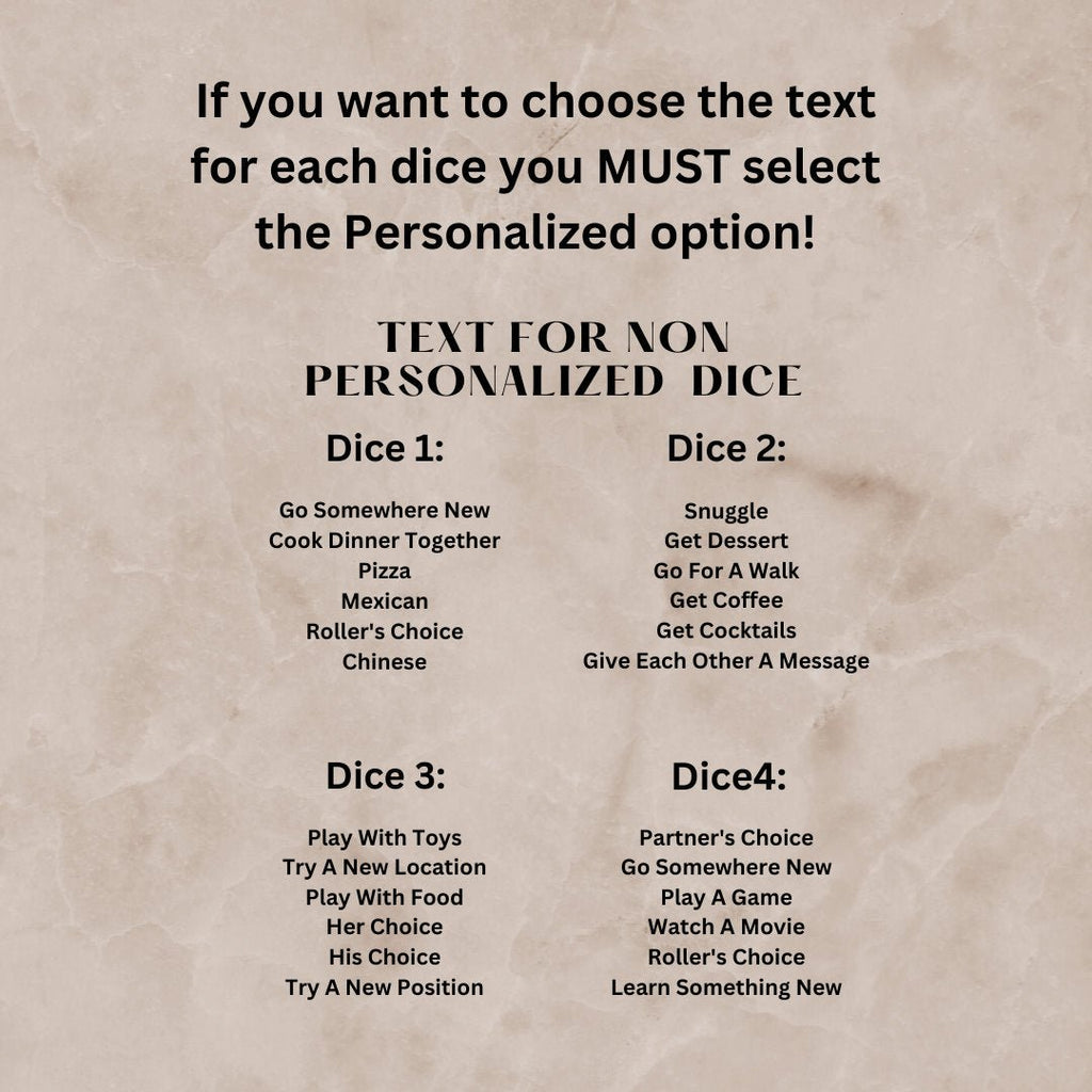 Personalized Couples Date Decision Dice