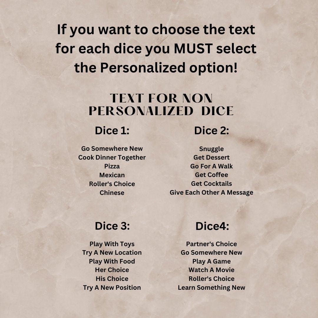 Personalized Couples Date Decision Dice