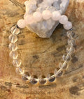 Rose Quartz & Crystal Quartz Stretch Bracelet! Genuine Gemstones!