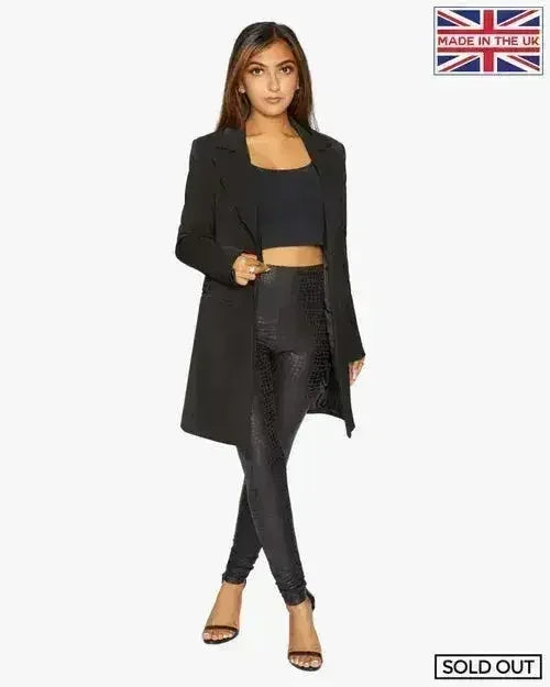 De La Creme Womens Collared Formal Longline Blazer