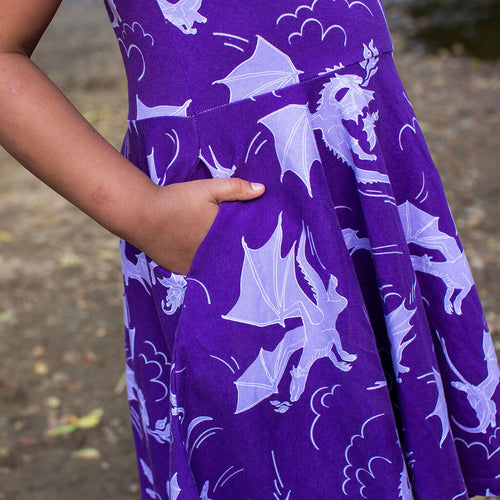 "Purple Reign" Dragons Short Sleeve Super Twirler Play Dress with Pockets
