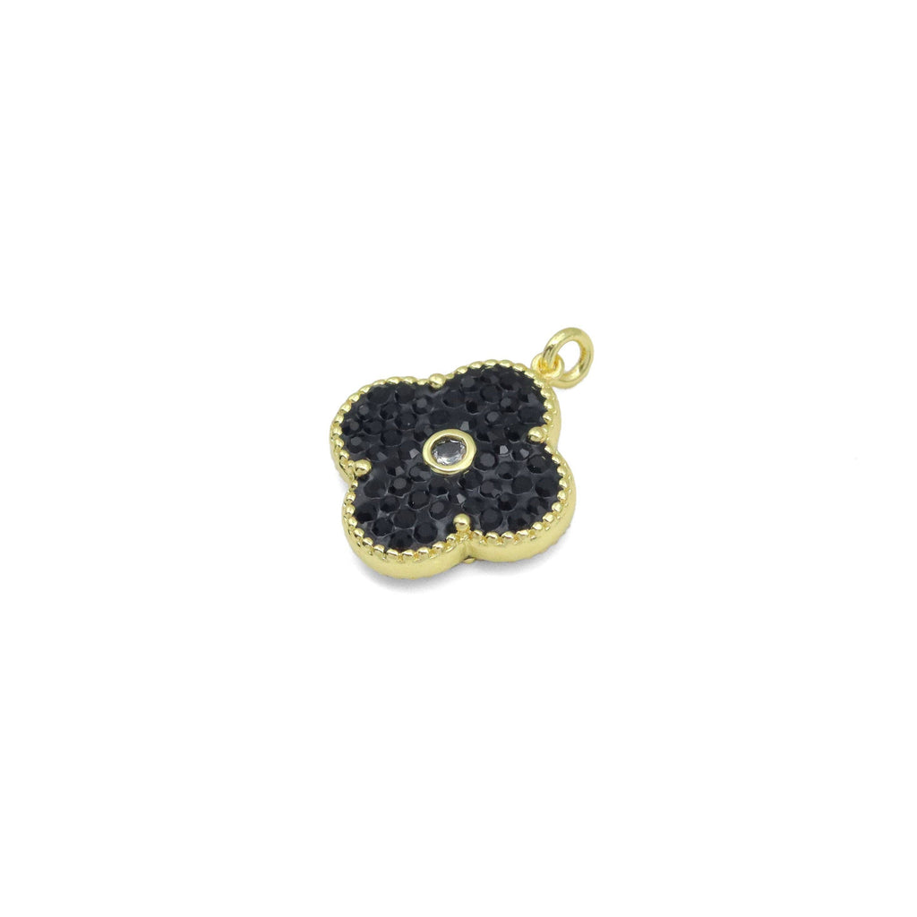 White Black Flower Charm Pendant, Sku#FH234