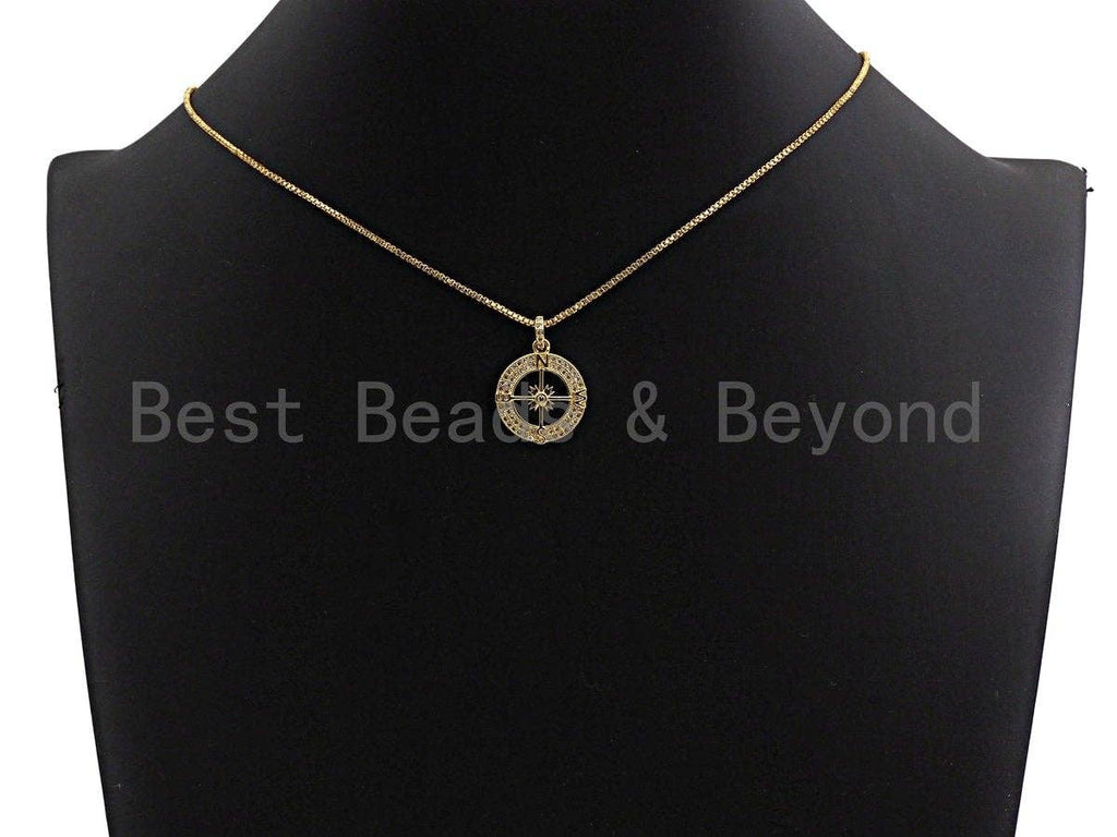 Clear CZ Micro Pave Hollow out Compass Pendant/Charm,Z458