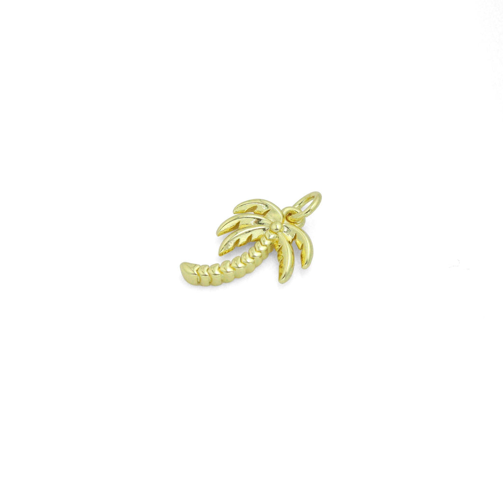 Gold Coconut Tree Shape Charm Pendant, Sku#LD695